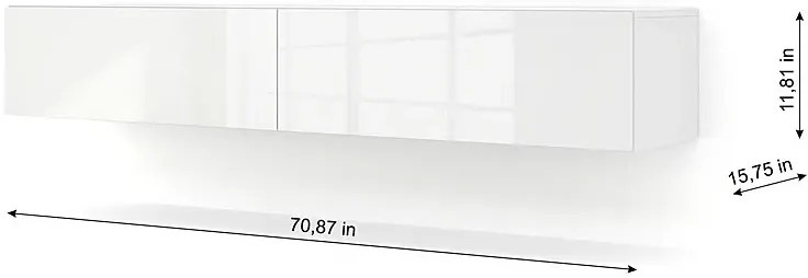 Długa wisząca szafka rtv biały połysk 180 cm - Falmi