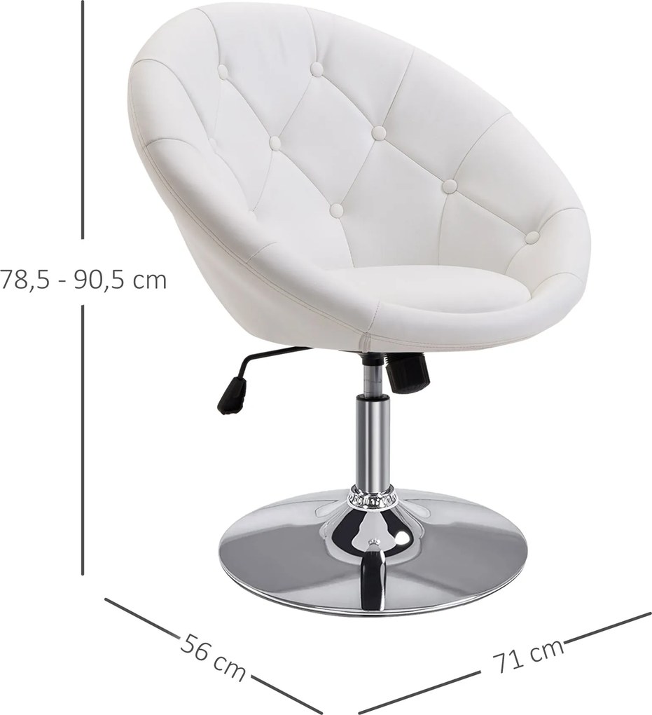 Homcom Krzesło Fotel Obrotowy Z Regulacją Wysokości Biały