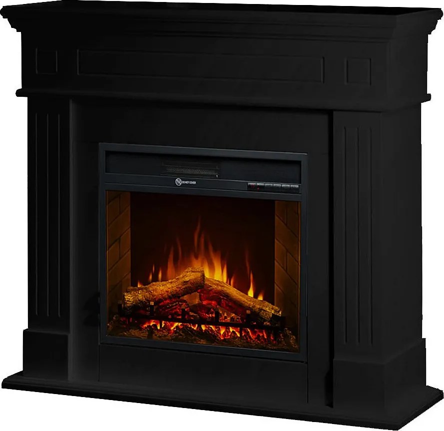 Kominek elektryczny CAMBRIDGE, kominek stojący, czarne drewno, 110x36x100h