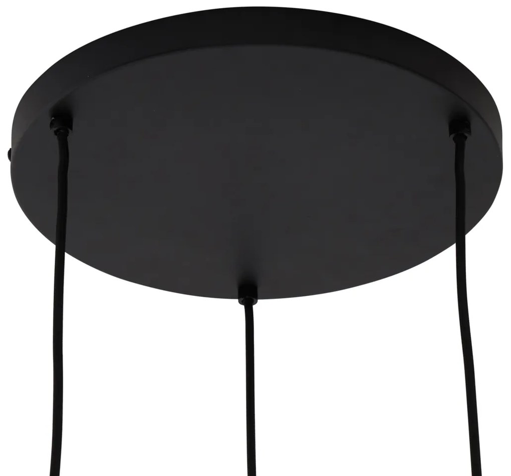 Boho lampa wisząca czarna z bambusem 3-punktowa - Lily