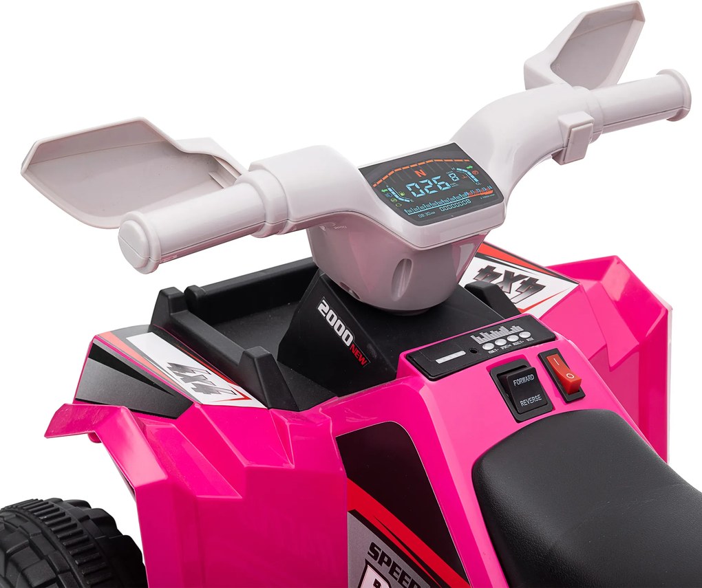 HOMCOM Elektryczny Quad dla Dzieci, 2,5 km/h, Jazda Do Przodu i Do Tyłu, dla Dzieci 18-36 Miesięcy, Różowy