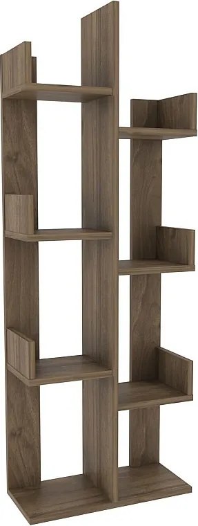 Nowoczesny regał z drewna orzechowego, 50 x 22 x 173 cm | Płyta wiórowa pokryta melaminą w 100%, grubość 18 mm | Stylowe i funkcjonalne miej