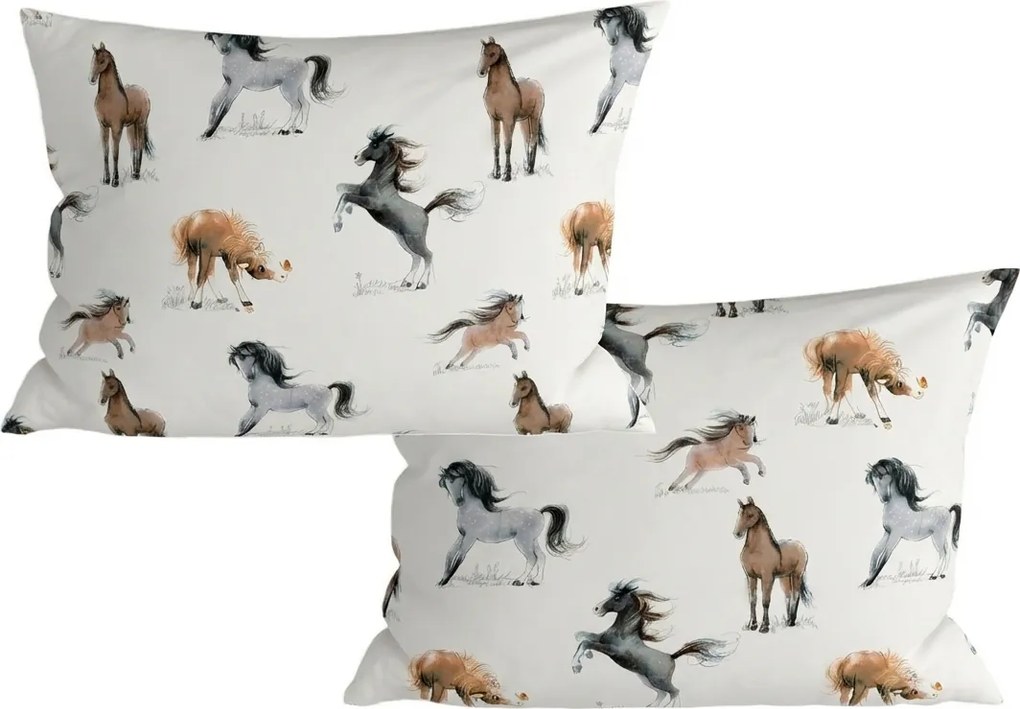 Zestaw 2 szt. dekoracyjnych poszewek na poduszkę HORSE DREAM 40x60 cm, biała
