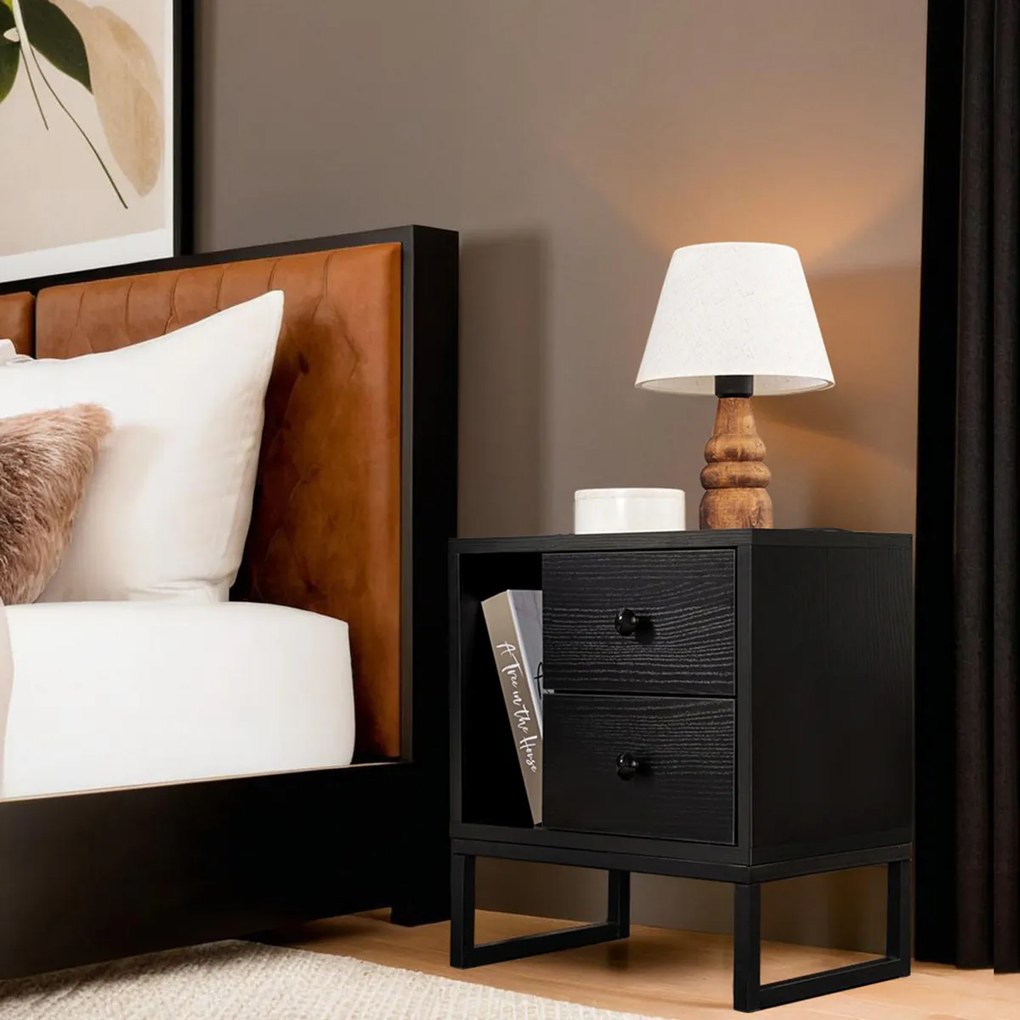 Stolik nocny Glimmer Wood Black