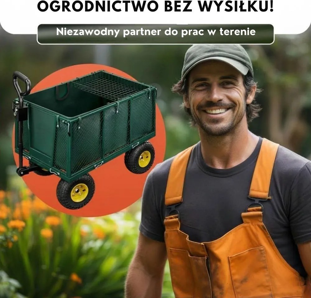Wózek transportowy HECTOR, maks. 550 kg, 110x75x52 cm, zielony Gardebruk