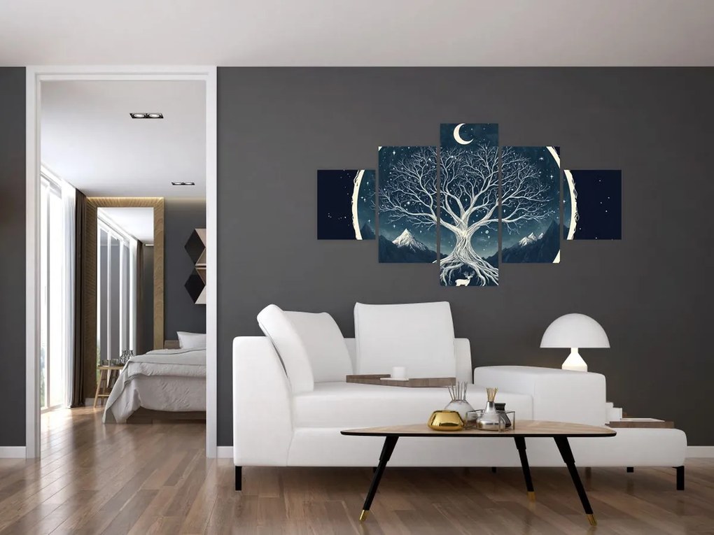 Obraz – Magiczne drzewo z jeleniem II. (125x70 cm)