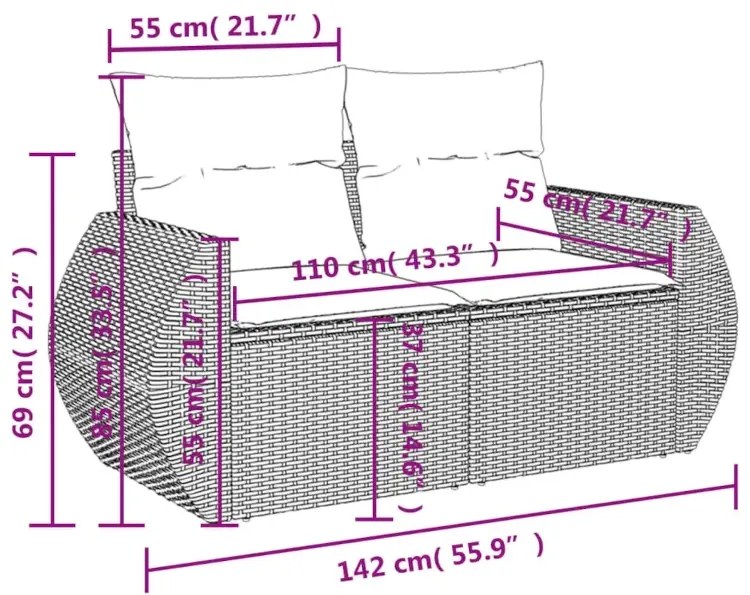 Szara dwuosobowa sofa ogrodowa - Torina 3X
