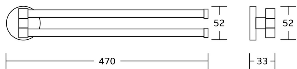 AQUALINE SB221 Samba Obrotowy uchwyt na ręczniki podwójny, 45 cm, czarny