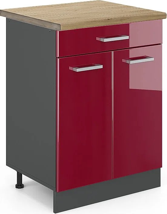 Szafka dolna do kuchni czerwony połysk 60x60x81.6 r-line