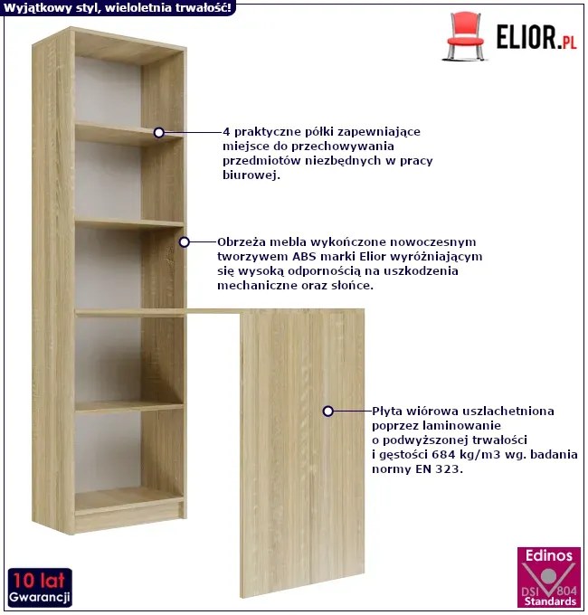 Biurko z regałem w kolorze dąb sonoma D7-T08