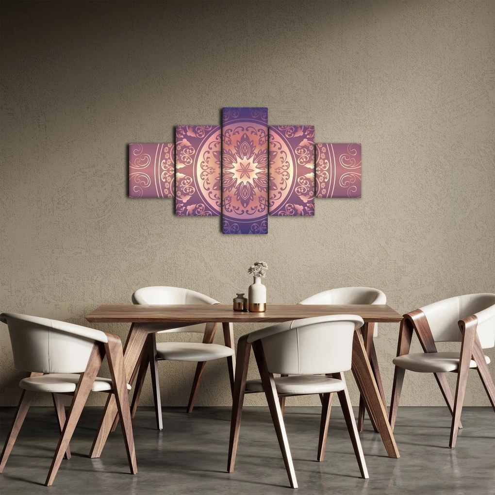 Obraz - Mandala na fioletowym gradiencie (125x70 cm)