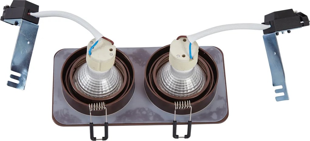 Zestaw 6 zaokrąglonych reflektorów wpuszczanych z ciemnego brązu GU10 50 mm, obrotowych i przechylanych IP44 2-źródła światła - Alberto