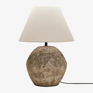 Lampa Stołowa Z Ceramiki I Lnu Rilatos Dried Herb & ↑60 Cm - Sklum
