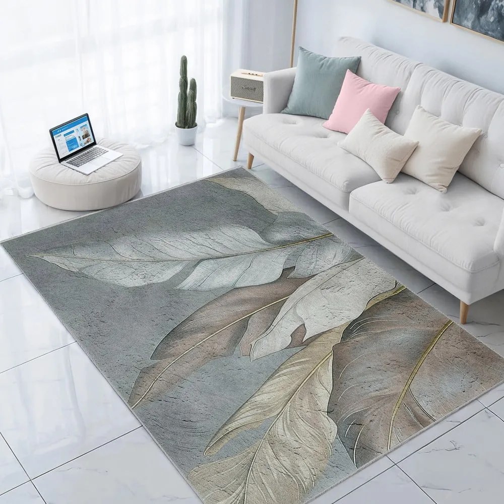 Zielono-szary chodnik odpowiedni do prania 80x200 cm Dusty Leaves – Mila Home