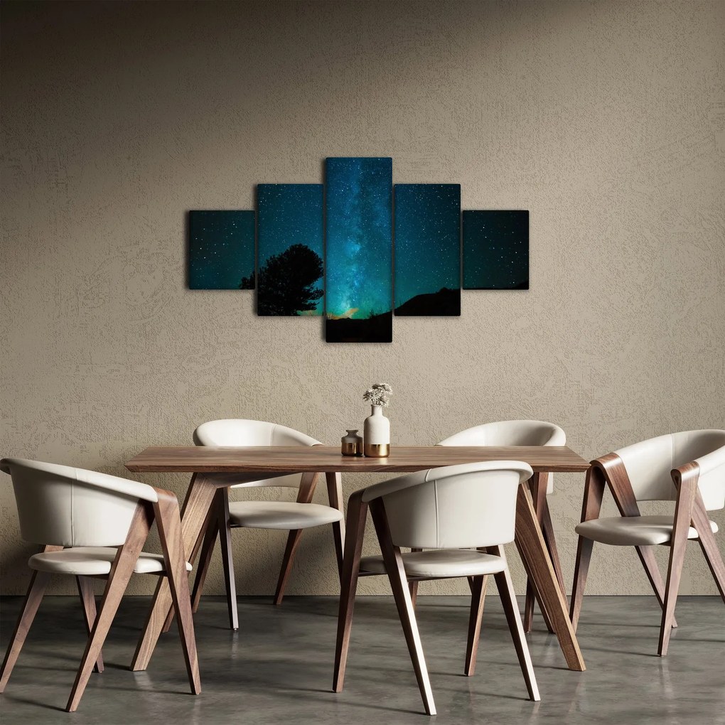Obraz nocnego nieba z gwiazdami (125x70 cm)