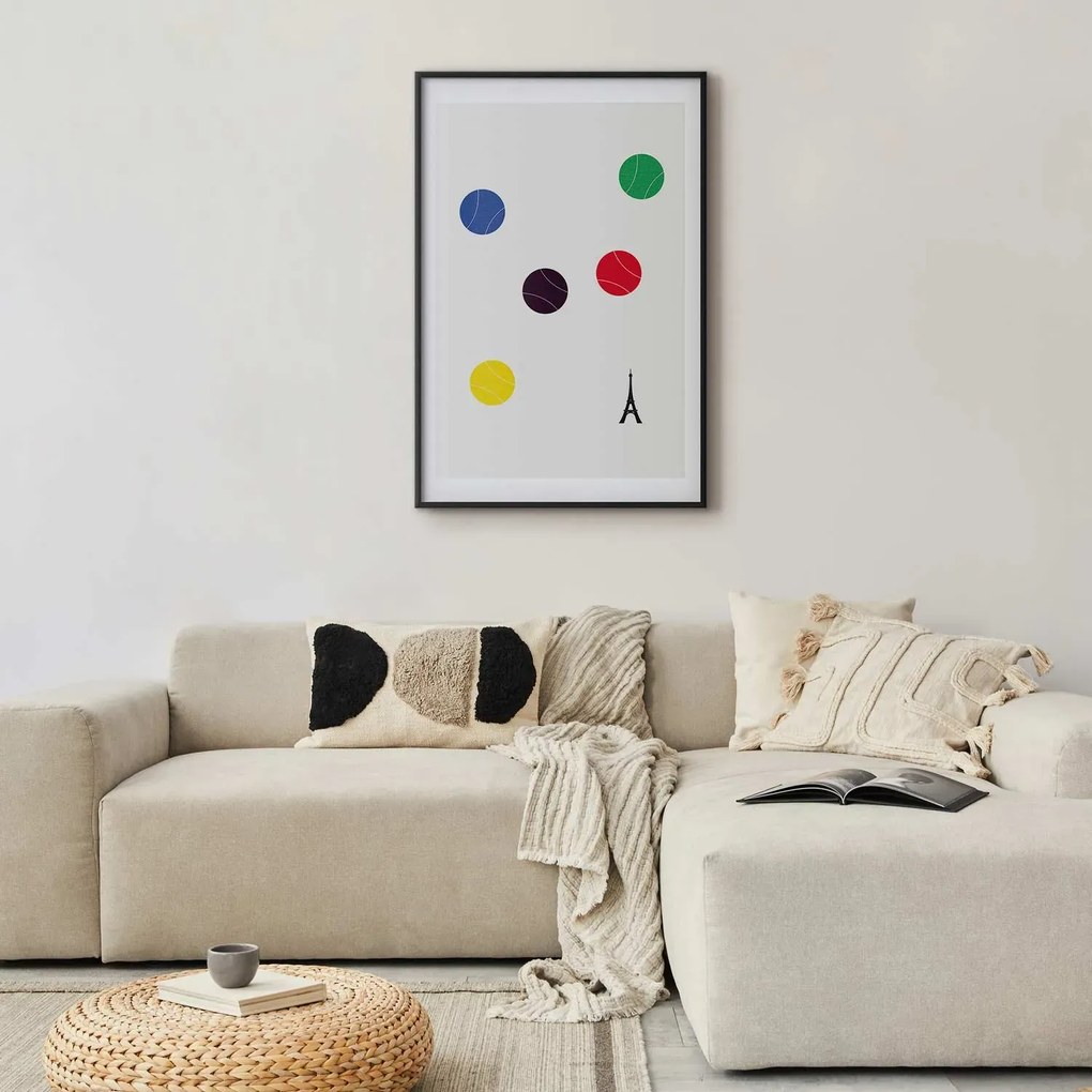 Plakat Wieża Eiffla i tenis 21x30 cm z ramą czarną z marginesem ARTGEIST B