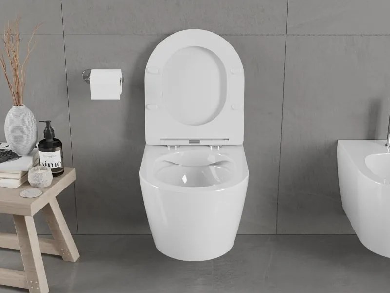 Mexen Carmen miska wc Rimless z deską wolnoopadającą slim, duroplast, biała połysk - 30880300