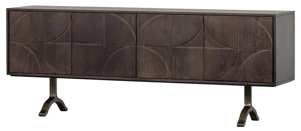 Ciemnobrązowa szafka pod TV z litego drewna mango 180x70x40 cm Draw – WOOOD