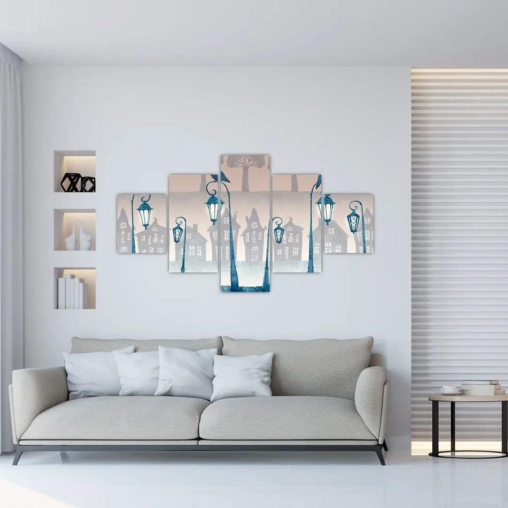 Obraz - Kruki strzegące miasta (125x70 cm)