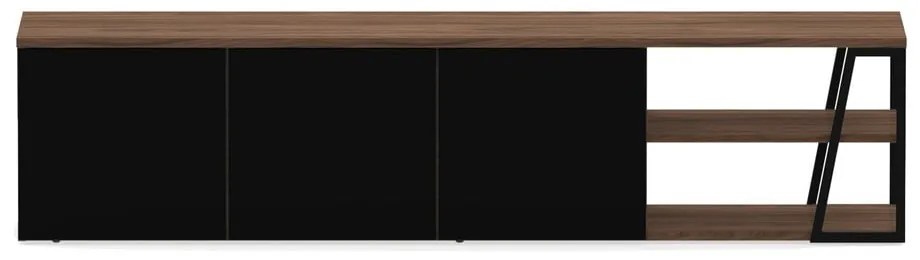 Czarna szafka pod TV w dekorze orzecha 190x45 cm Albi – TemaHome
