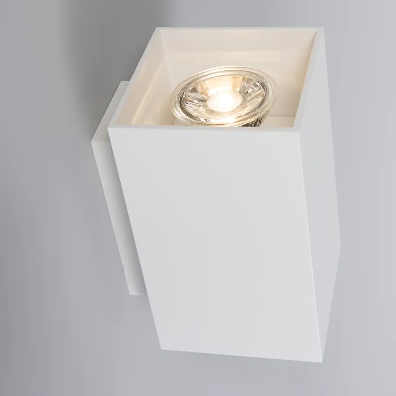 Nowoczesna lampa ścienna biała kwadratowa 2-światłowa - Sandy