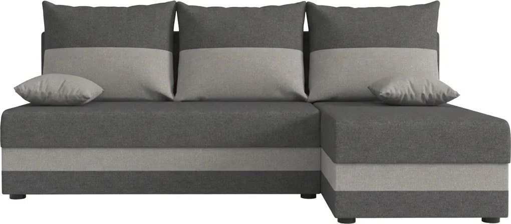 Rozkładana narożna sofa VALERIO SLIM 200x140 cm, ciemnoszara/jasnoszara, uniwersalna + 2 pod