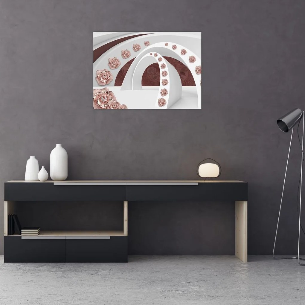 Obraz - Chmury 3D z kwiatami (70x50 cm)