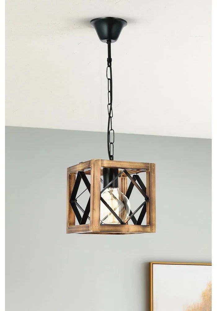 Lampa wisząca z drewna jodłowego Zikzak Rustik