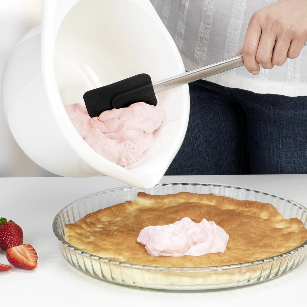 Silikonowa łyżka i szpatułka, uchwyty ze stali nierdzewnej, Maximex