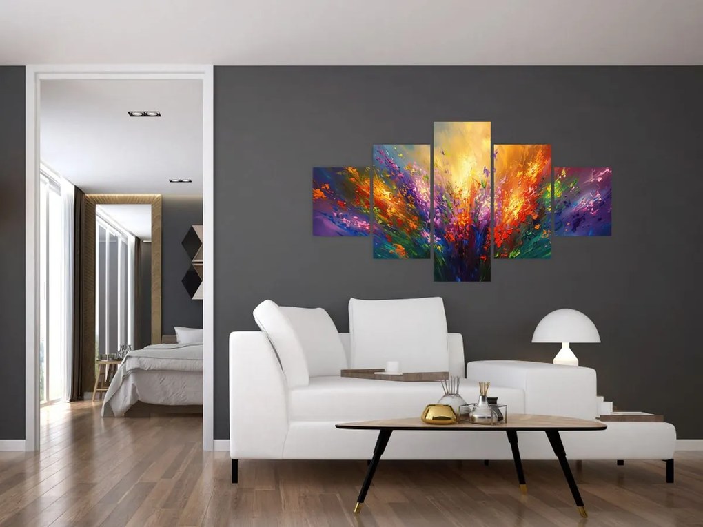 Obraz - Abstrakcja kwiatów (125x70 cm)