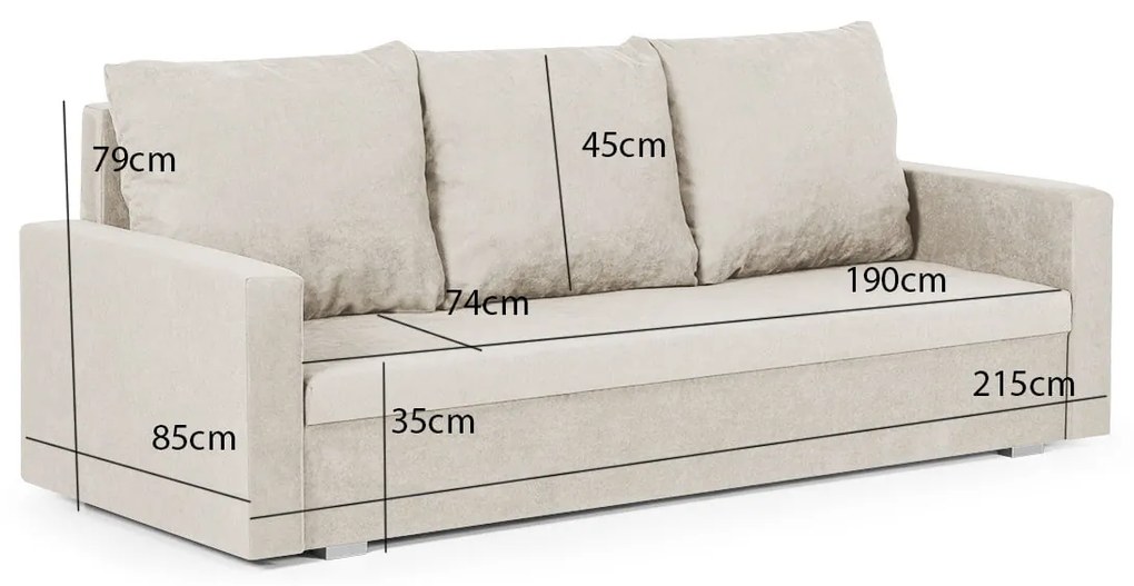 Kanapa sofa 3 os z funkcją spania DELTA Beżowy