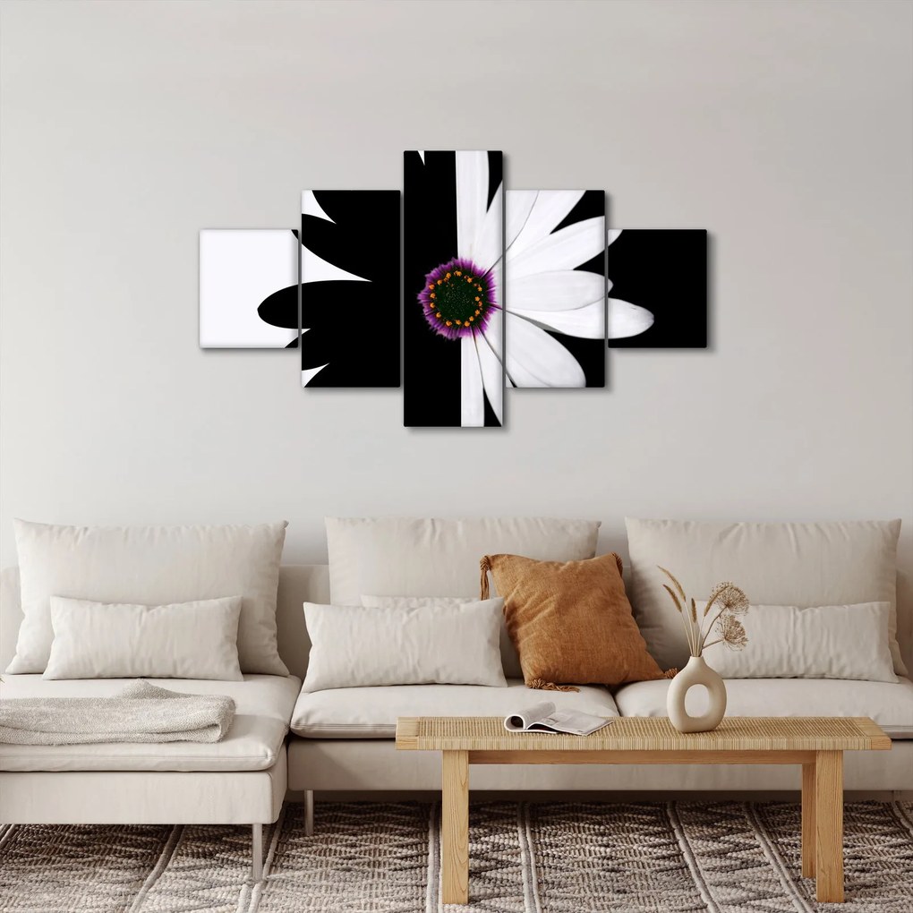 Obraz czarno - białego kwiatu (125x70 cm)