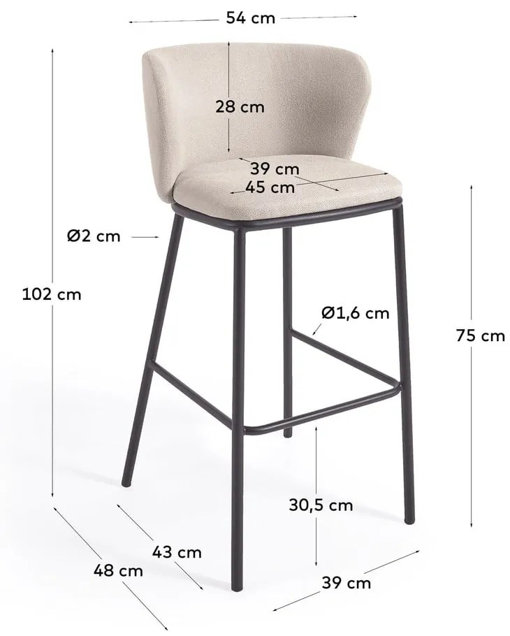 Beżowy hoker 102 cm Ciselia – Kave Home