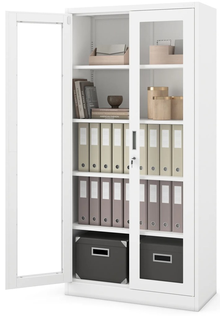 Szafa przeszklona medyczna, witryna lekarska AMELIA, 900 x 1850 x 400 mm, biała