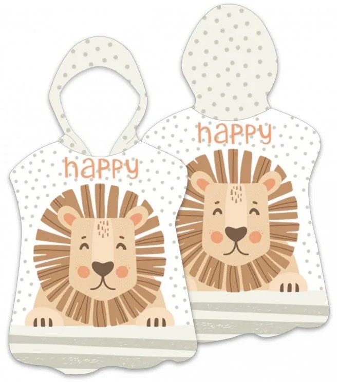 Dzieci ponczo HAPPY LION białe 60 x 60 cm