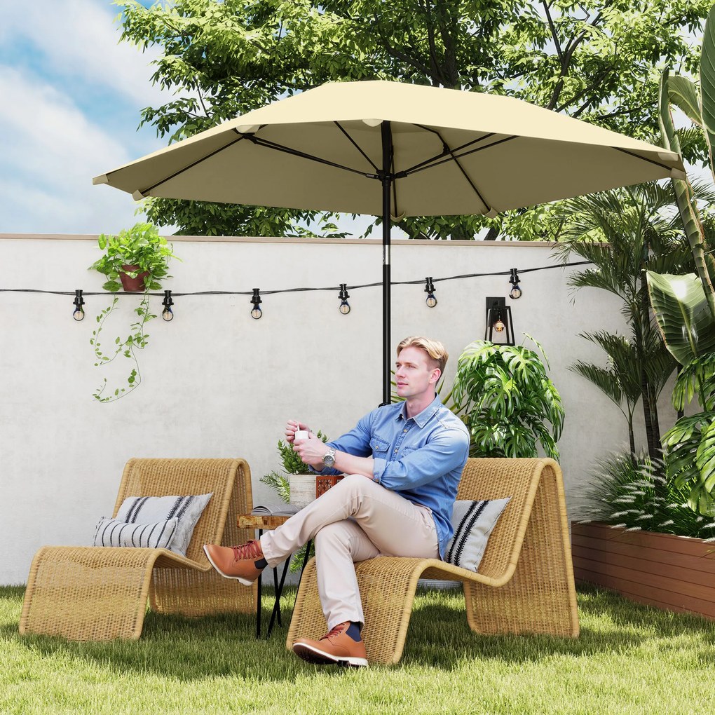 Outsunny 2,3 m Parasol bez bazy, Regulowany parasol tarasowy z korbką, Poliester, Aluminium, Włókno szklane, Beżowy