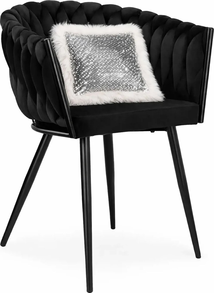 Czarne plecione krzesło do jadalni  M9-P09