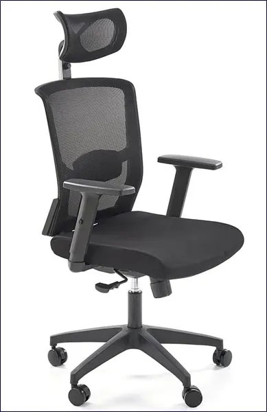 Czarny ergonomiczny fotel obrotowy z regulowanym zagłówkiem - Kenzo