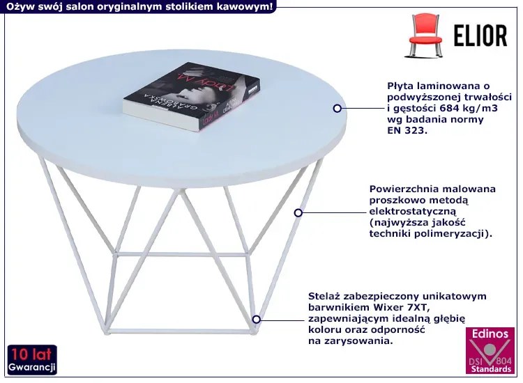 Biały okrągły stolik kawowy P7-F46