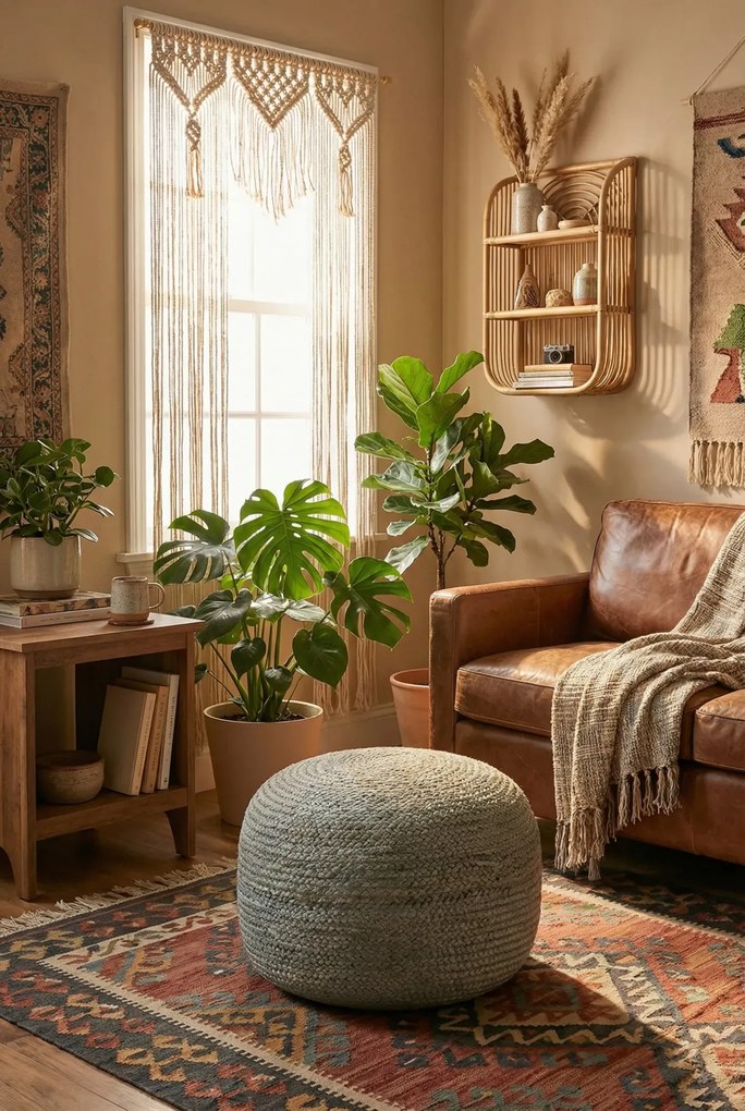 Okrągła zielona pufa do salonu W7-G24