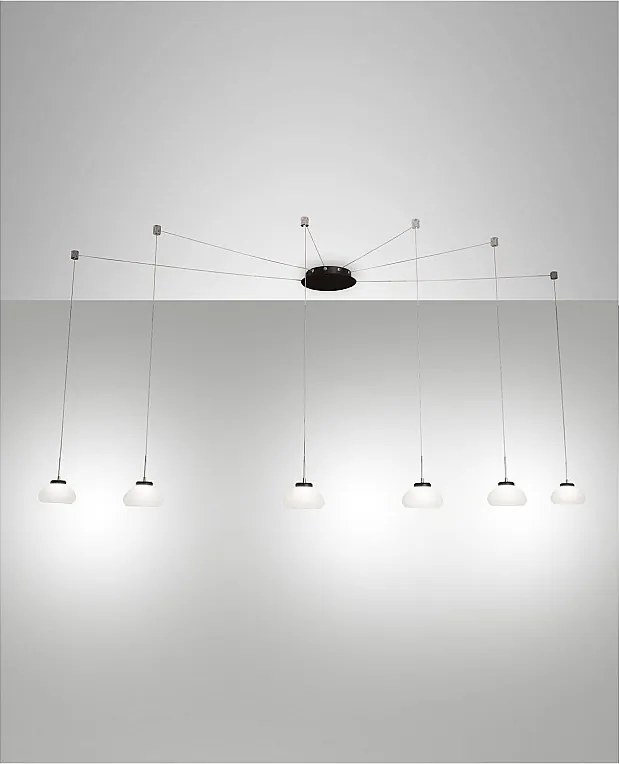 Lampa wisząca LED Arabella z metalu i białego szkła dmuchanego 3547-46-102 Fabas Luce