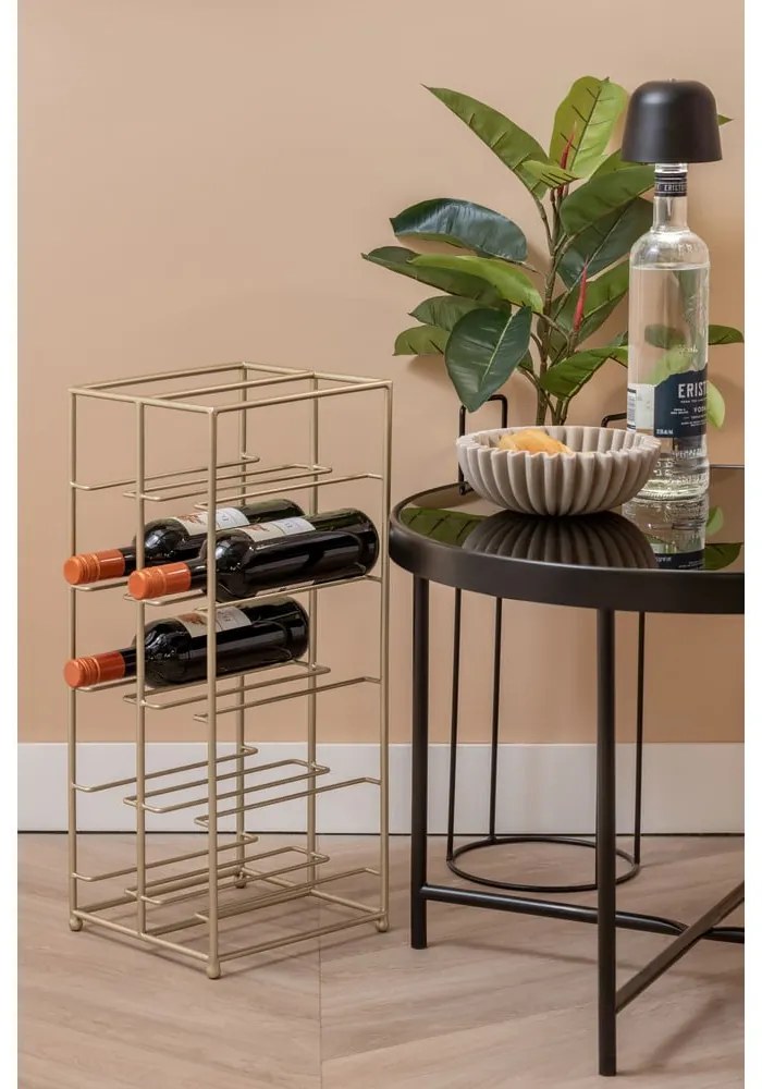 Metalowy regał na wino w kolorze złota liczba butelek 10 25x57x22,5 cm Dual Floor – PT LIVING
