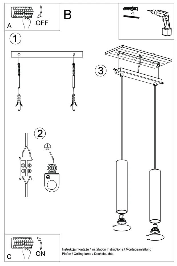 Kremowa lampa wisząca Castro – Sollux