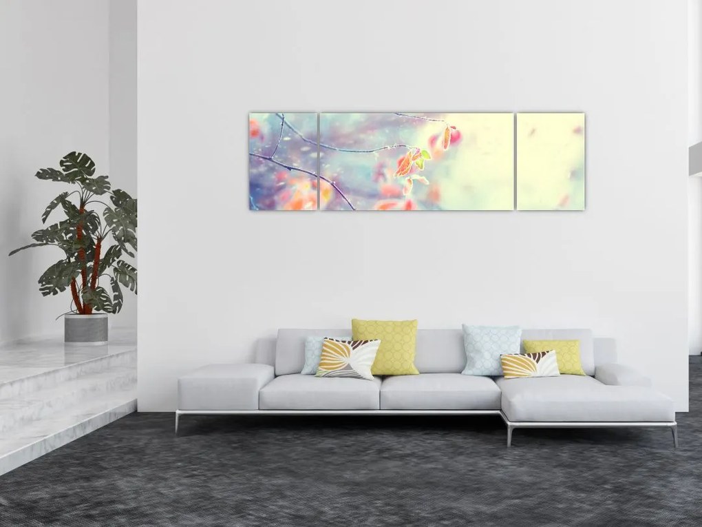 Obraz - Listki w lodzie (170x50 cm)