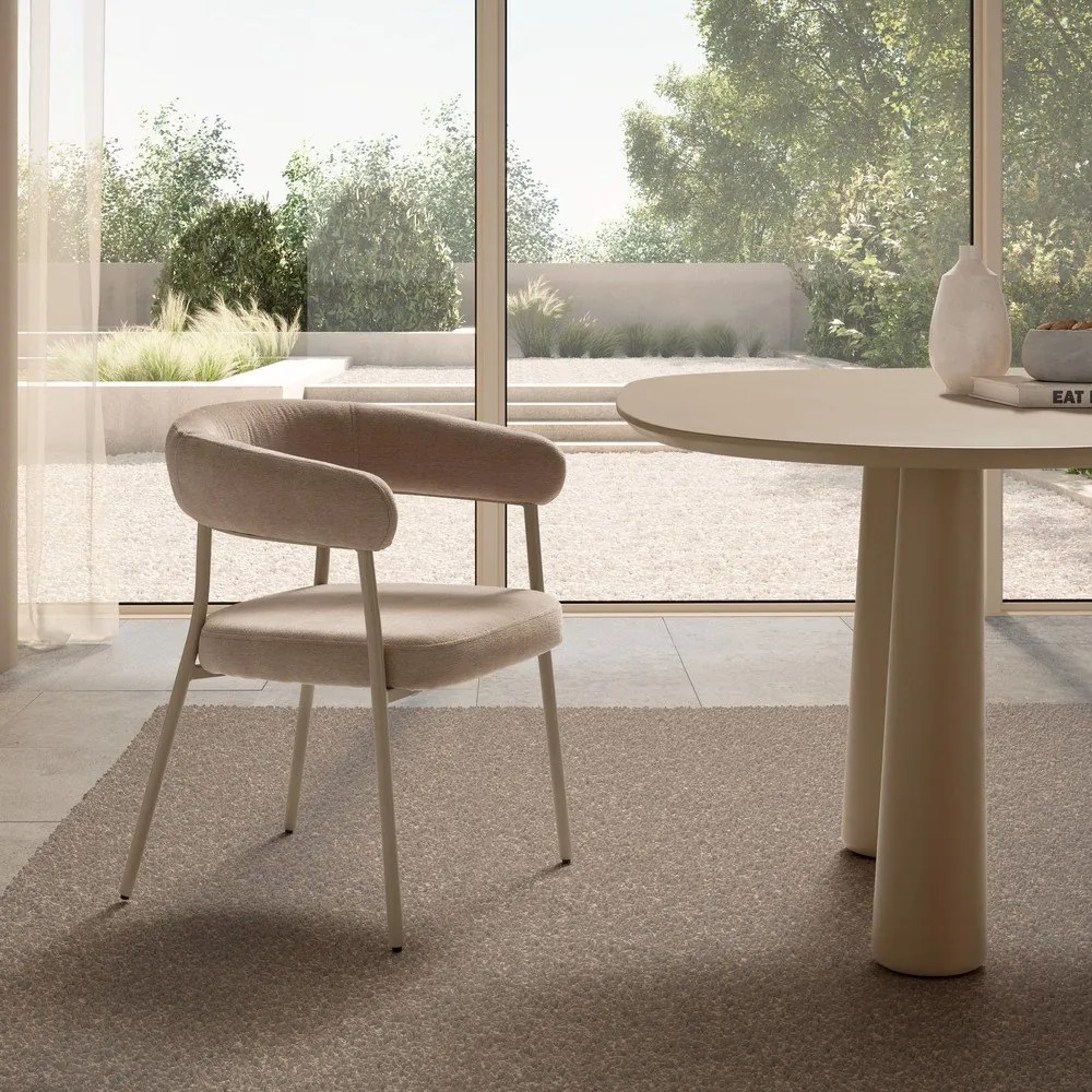 Beżowe tapicerowane fotele jadalniane zestaw z podłokietnikami 2 szt. Yuri – MOME
