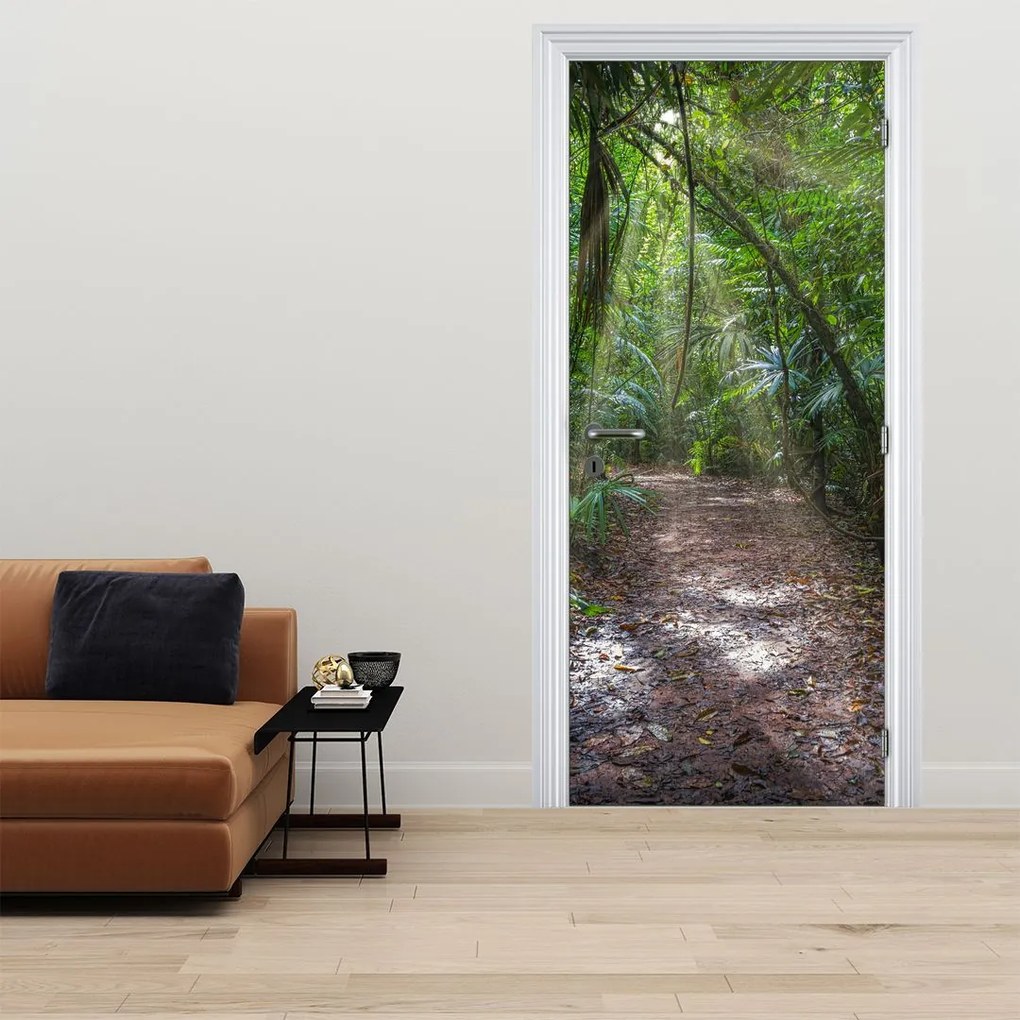 Fototapeta na drzwi - Promienie słońca w dżungli (95x205cm)