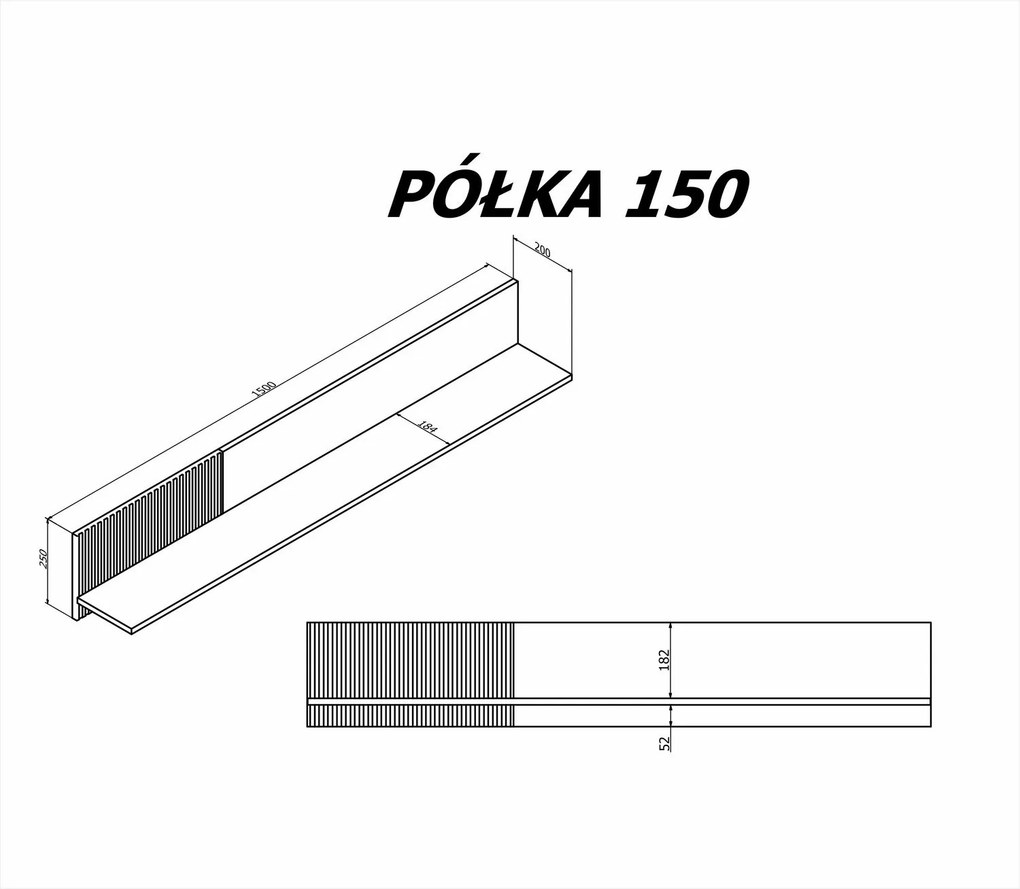 Półka ścienna z ryflowaniem Random 2 P-1 Halmar