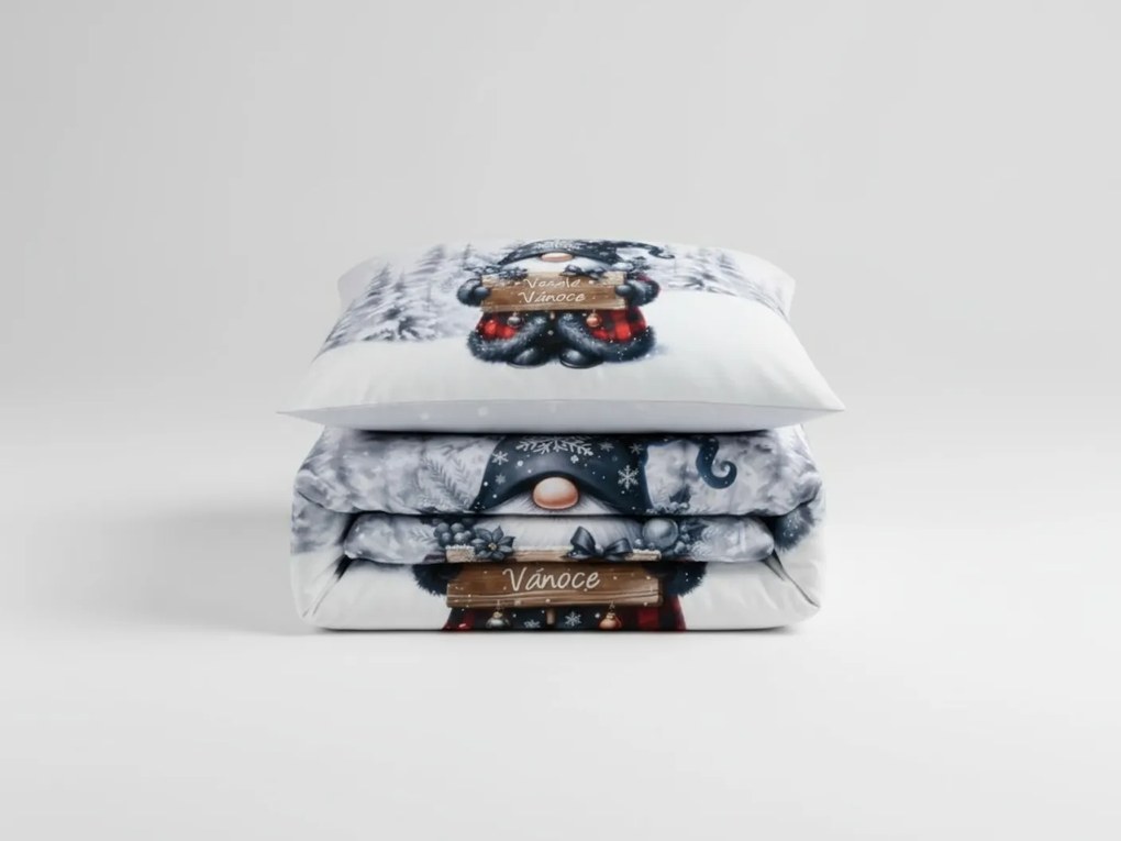 PrzytulneMieszkanie.pl PrzytulneMieszkanie.pl Pościel z mikrosatyny JOLLY GNOME biała + poszewka na poduszkę 45 x 45 cm gratis Rozmiar pościeli: 70 x 90 cm | 140 x 200 cm