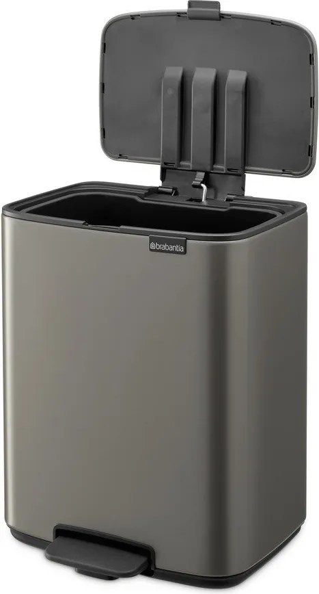 Szary stalowy kosz na śmieci z pedałem 12 l Bo – Brabantia