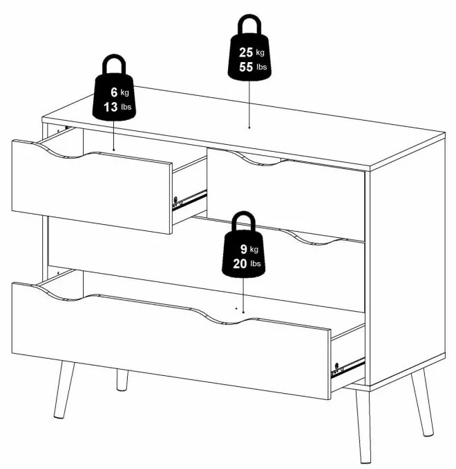 Biała komoda OSLO 75395 z 4 szufladami